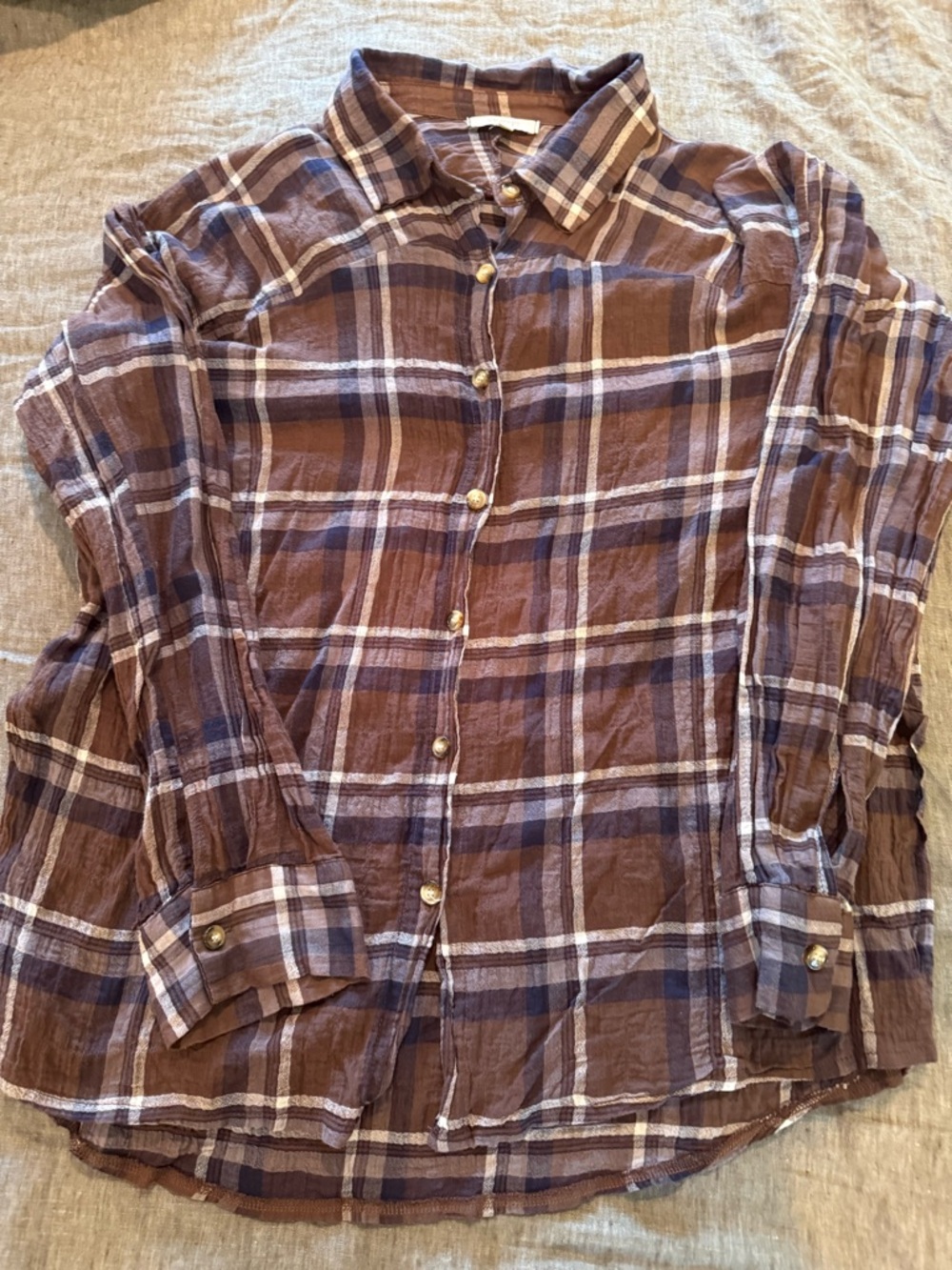 Lightweight Plaid Shirt Brown/Navy
